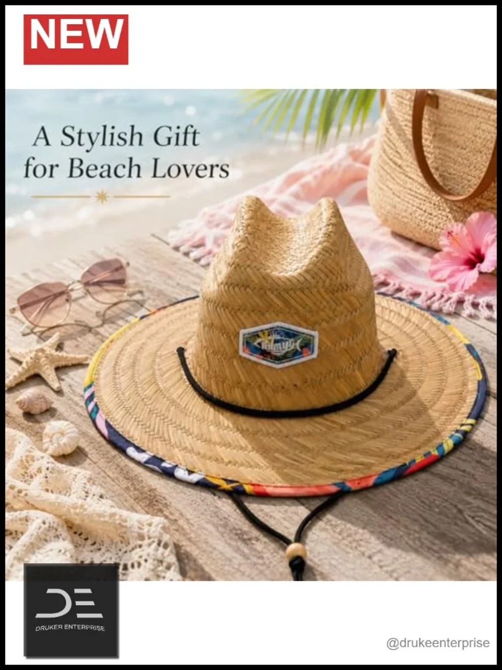 Straw Wide Brim Sun Hat UPF 50+ Unisex Beach Fishing Hat